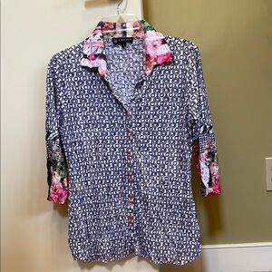 Carine Black and White Button Down Shirt